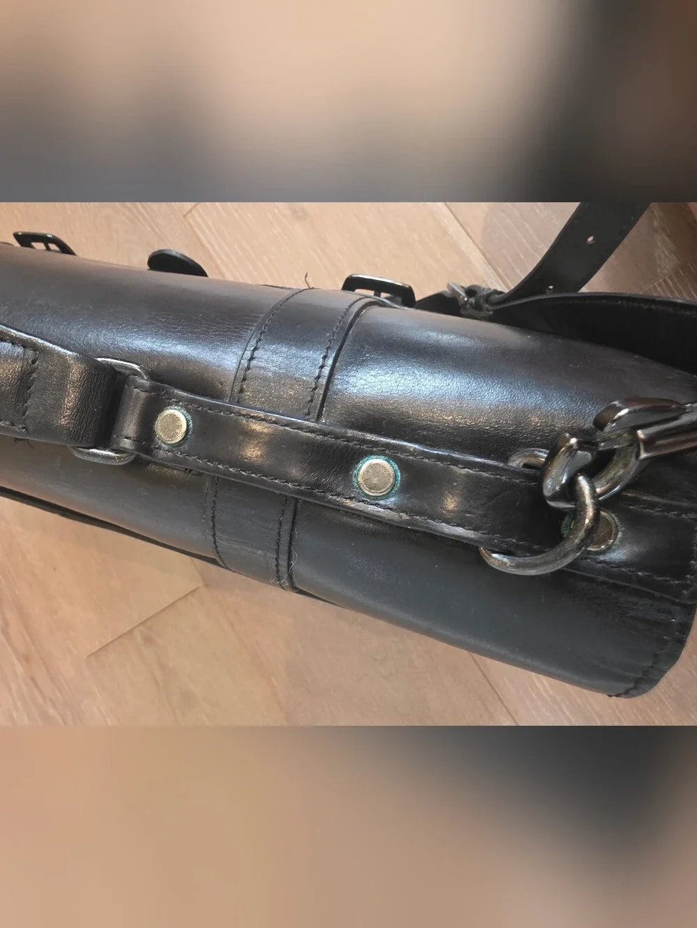 Classic Black Leather Briefcase With Shoulder Strap - Men Or Womens Work Bag